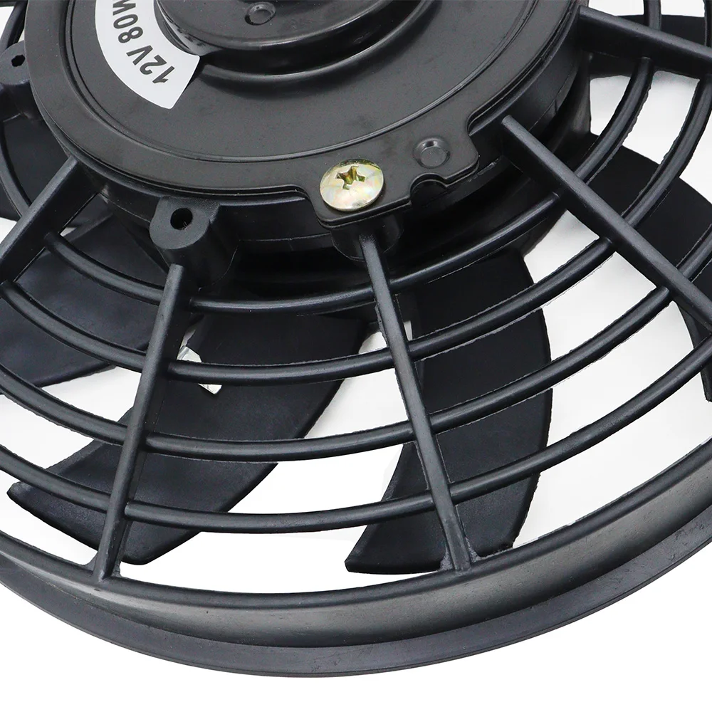 7 9 10 12 Inch Universal 12V 80W Slim Reversible Black Blade Electric Cooling Radiator Auto Fan Mounting Kit