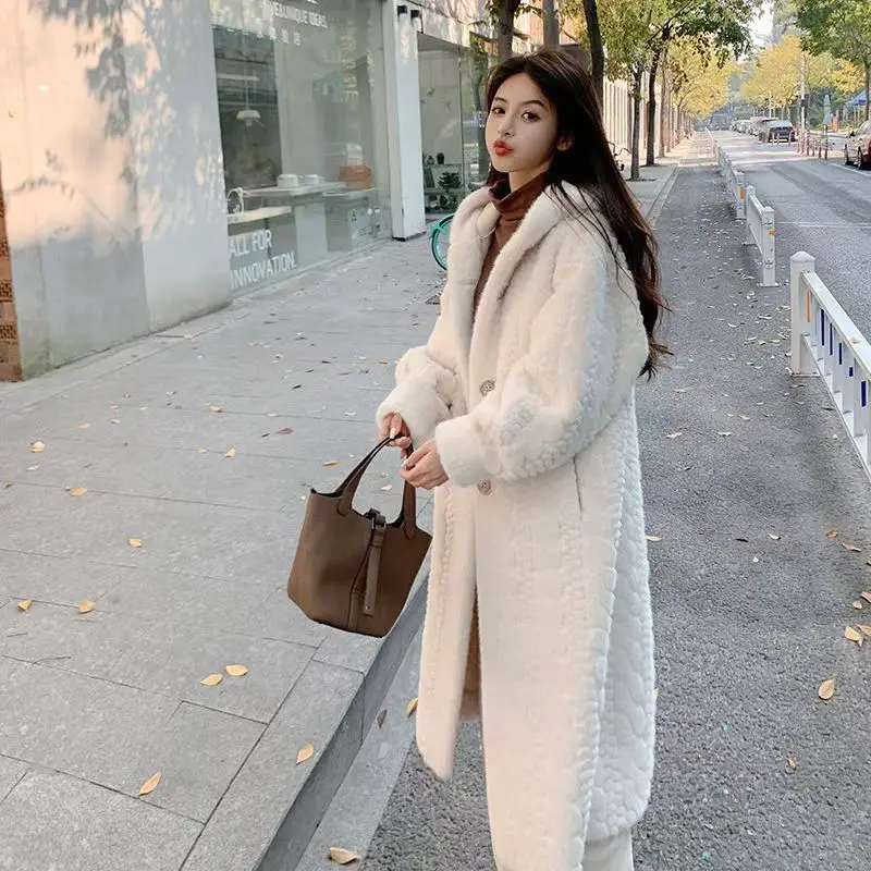Faux Fur Long Coats Women Jackets Hooded Coat Thick Warm Y2k Streetwear Casual Loose Jacket Work Outerwear Autumn Winter 2025