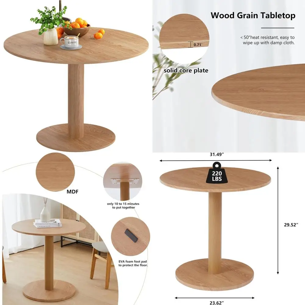 modern farmhouse style small round dining table for 2-4, 31.5