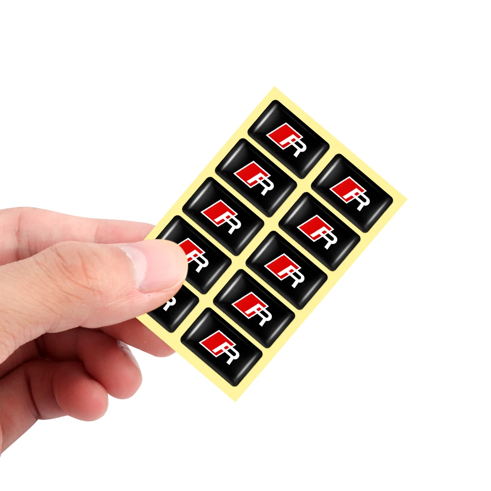 10pcs 3D Epoxy Resin Emblem Stickers Interior Accessories Center Cover For Audi sline TT Q2 8P Q5 B9 Q8 A3 8V A5 S4 A7 B5 B6 B7