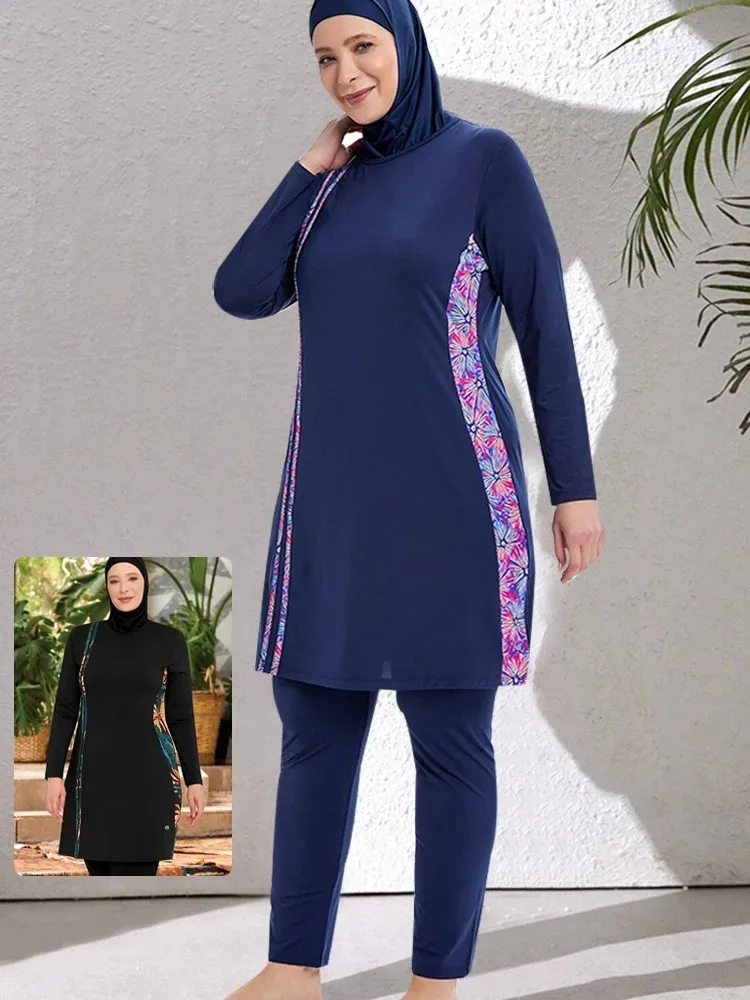 3PCS Thin Style Sporty burkini Femmes Muslim Swimwear  Women Modest Swimsuit Bathing Suit Hijab Top Pant