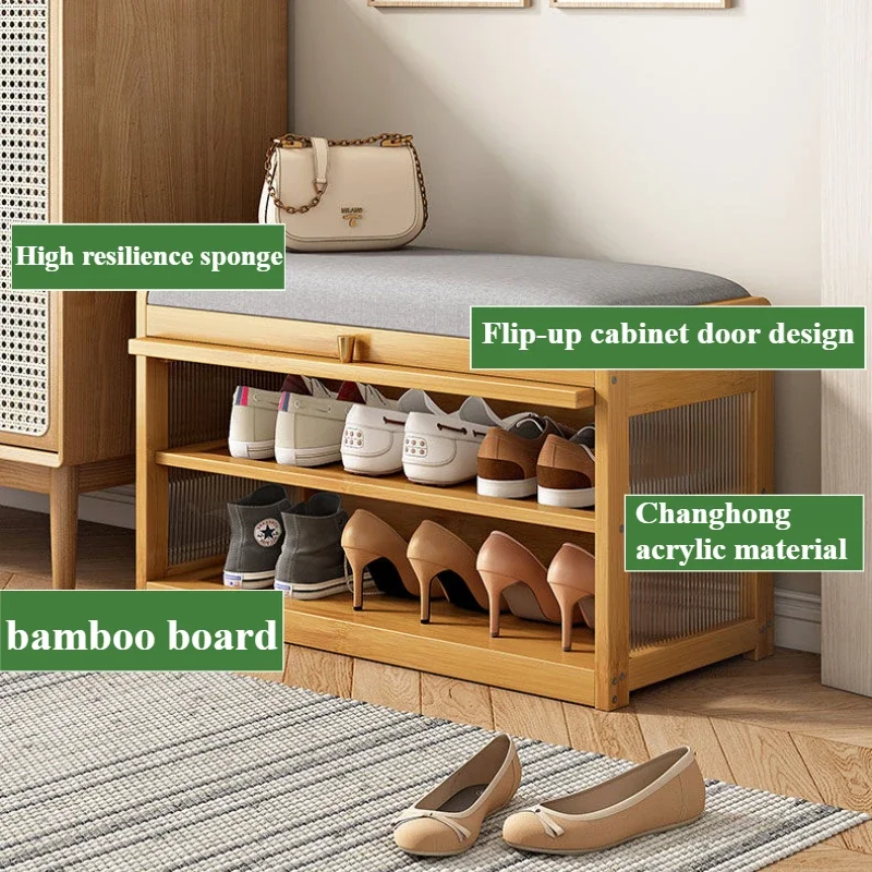 

Nordic Shoe Cabinet Shoes Changing Stool Entrance Household Stool Integrated Shoe Rack Small Apartment Shoe Stools Modern Simple