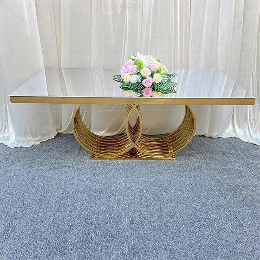 

New Design Modern Banquet Furniture Wedding Dining Table Wedding Stainless Steel Dining Table for Weddings