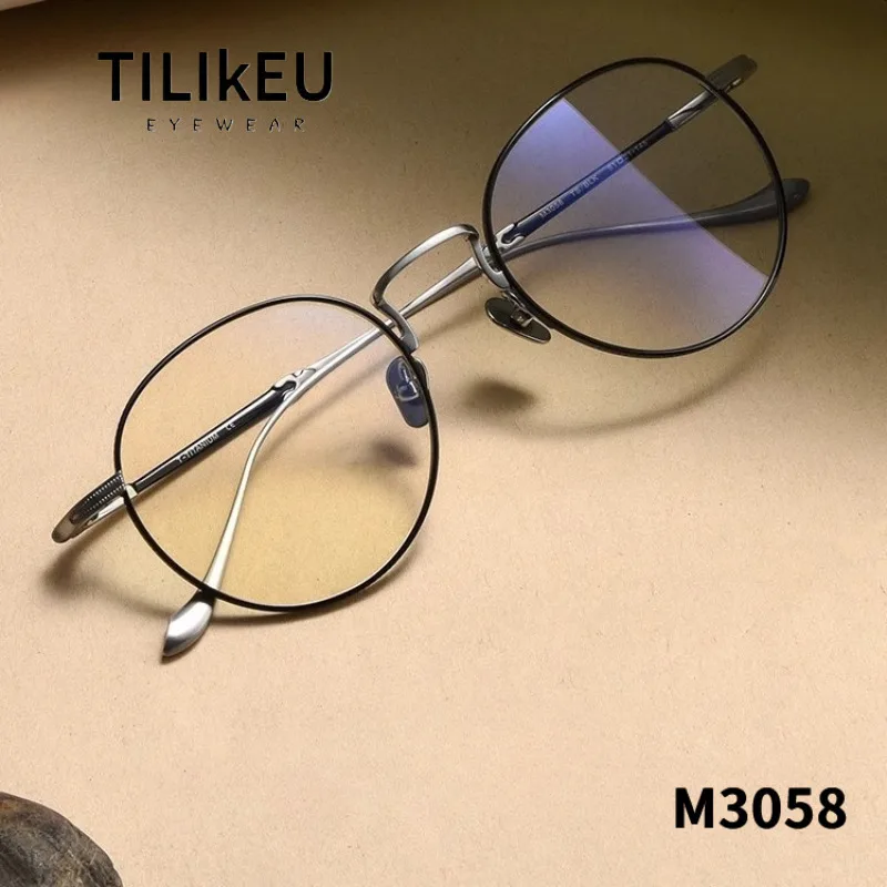 

Japanese Brand Round Pure Titanium Eyeglasses Frame Men Women Ultra-light Fashion Designer Full Frame Vintage Spectacle Glasses