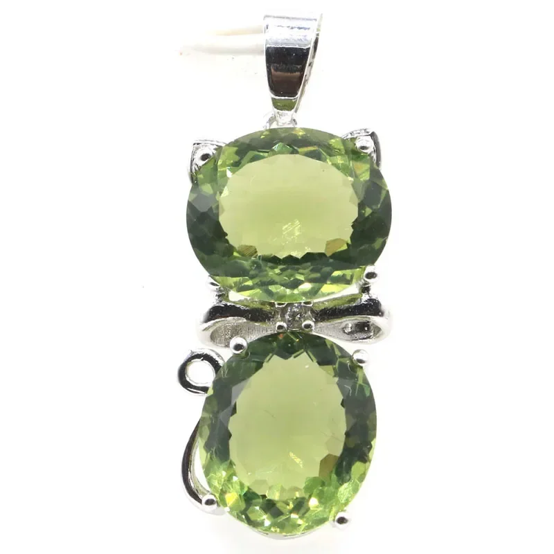 Buy 4 Get 1 Free 5g Customized 925 SOLID STERLING SILVER PENDANT Lovely Cat Shape Green Amethyst Tanzanite Golden Citrine Garnet