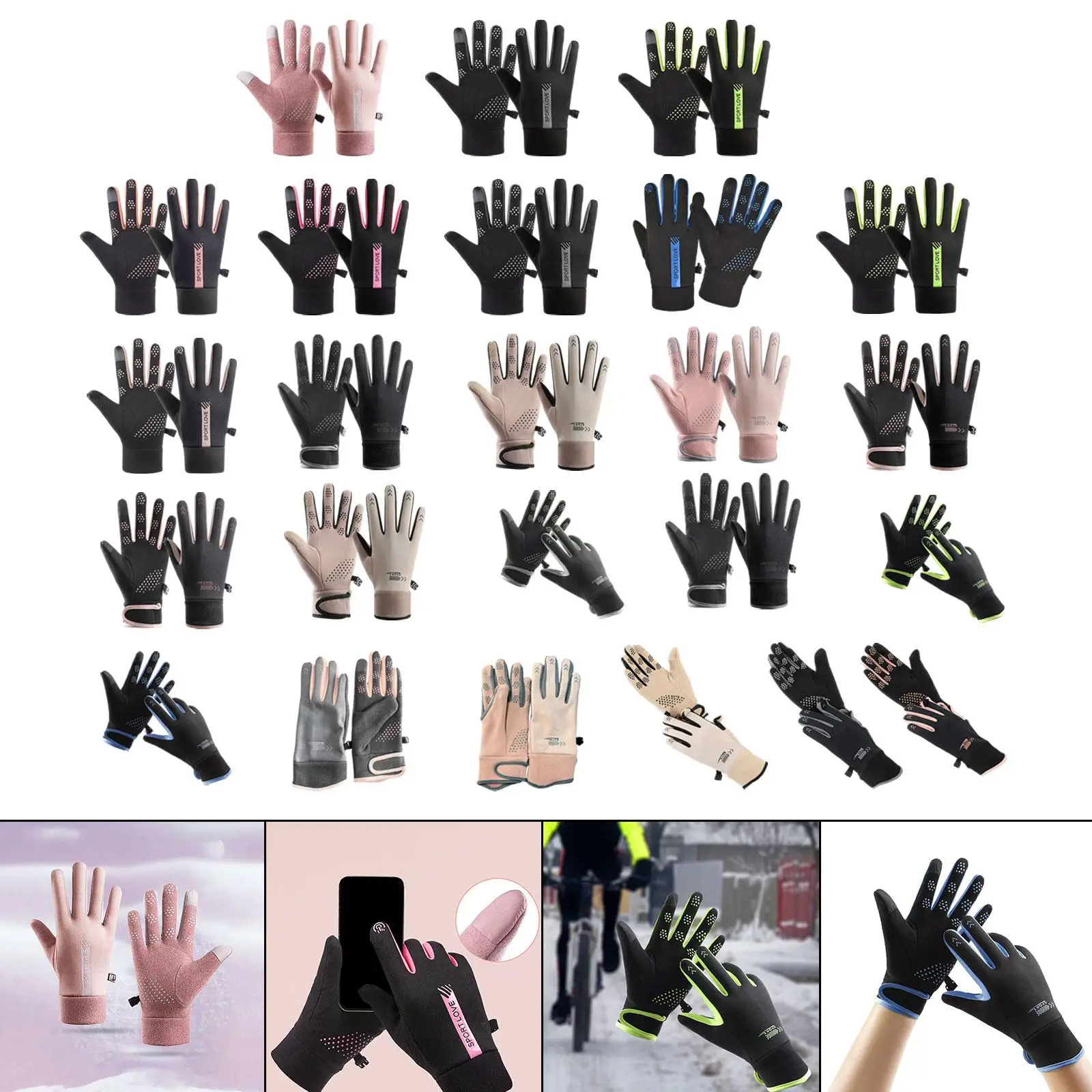 

Зимние перчатки для женщин и мужчин, лыжные перчатки для занятий спортом на открытом воздухе, езды на велосипеде, катания на коньках