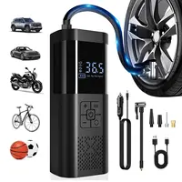 Bomba de aire para coche versión mejorada, Inflador de neumáticos portátil inalámbrico, Mini inflador de neumáticos, compresor de aire para coche de 12V con manómetro bomba de aire portátil
