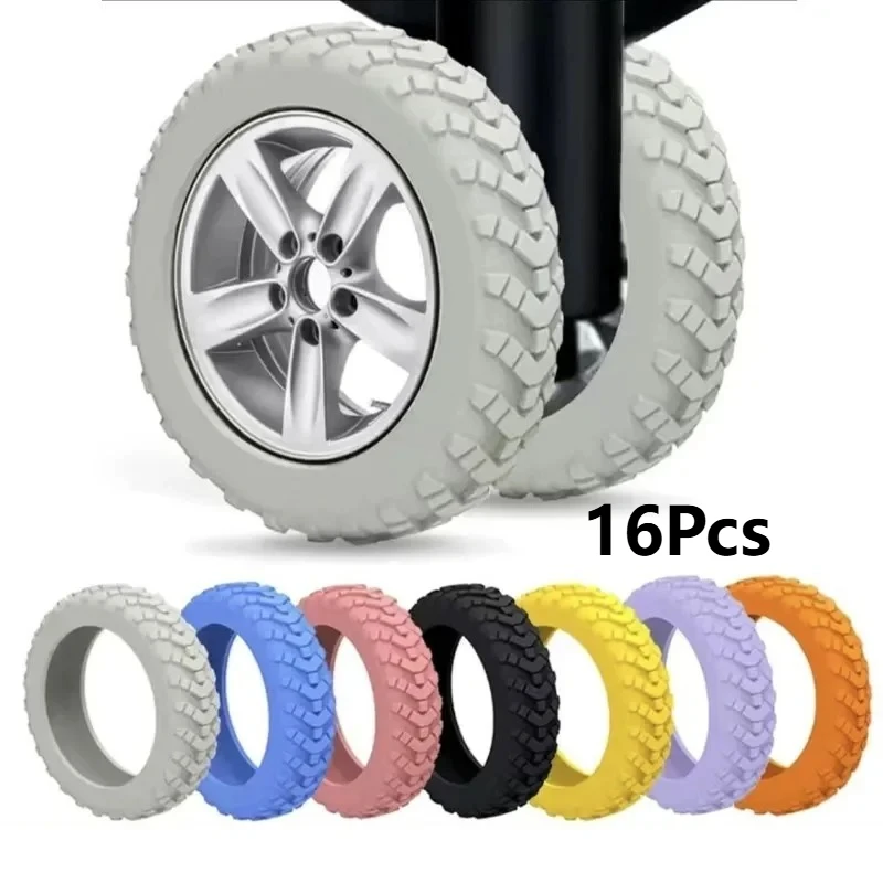 16PCs Universal Luggage Wheel Covers - Noise Reduction Shockproof Protectors for Suitcases & Office Chairs, Travel Essentials