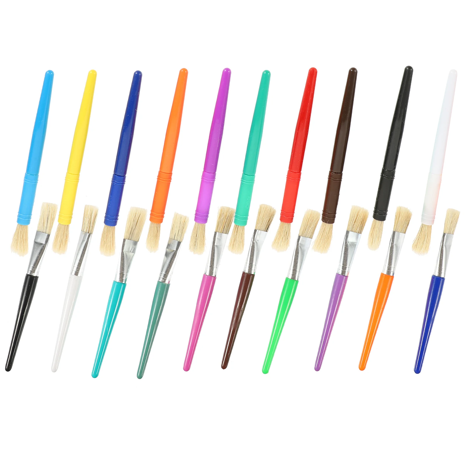 

20pcs Oil Paint Brush Set Acrylic Watercolor Painting Brushes Kids Colorful Handle Durable Plastic Bristles Craft for Toddler