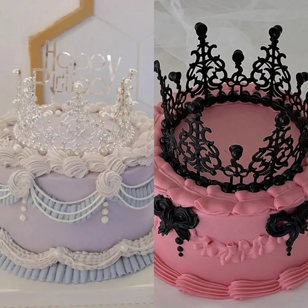 1Pcs Gold Silver Color Crown Cake Topper Decoration Decorative Elegant Wedding Cake Princess Birthday Baby Cake Ornaments