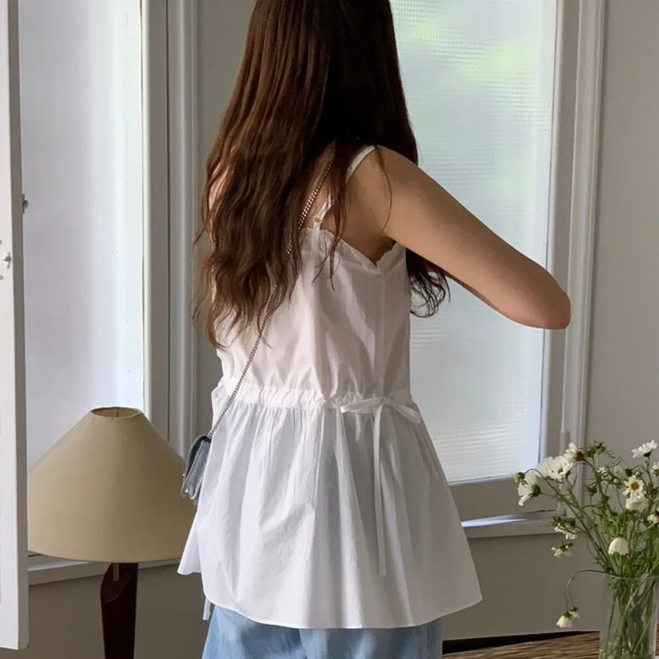 Verão fre doce em camadas saia dr feminino sle emenda plissado menina dstring colete strapl vestido de renda branca retalhos