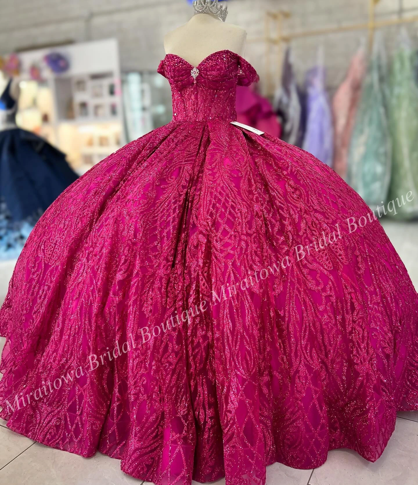 Vestido de quinceañera de tul con purpurina brillante, lazo trasero desmontable, Bola de quinceañera mexicana, dulce vestido de fiesta de cumpleaños para niña del 15 °, 15/16