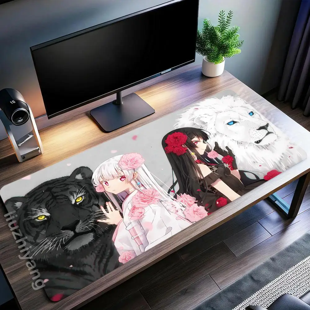 

Tiger Lion Anime Mouse Pad Large Computer Office Game Table Mat XXL Rubber Anti-slip Stitched Edges Keyboard Mats Long Desk Pads