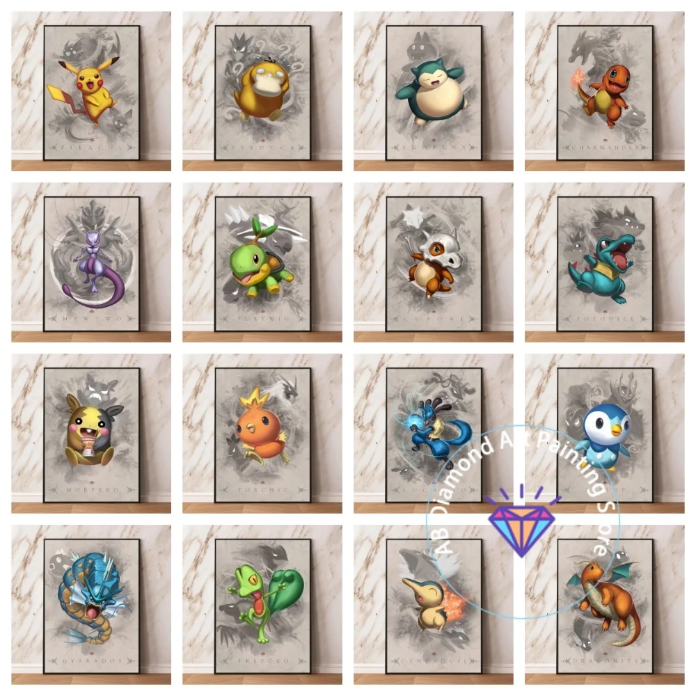 

Pokemon Rayquaza Squirtle Pikachu Square Round AB Diamond Painting Kit 5D DIY Cross Stitch Handmade Art Crafts Home Decor Gift