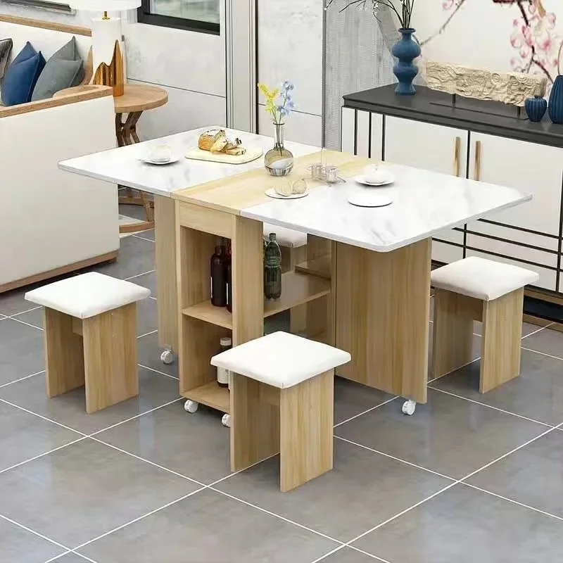 

Folding table dining table household small apartment multi-function small mobile simple rectangular dining table