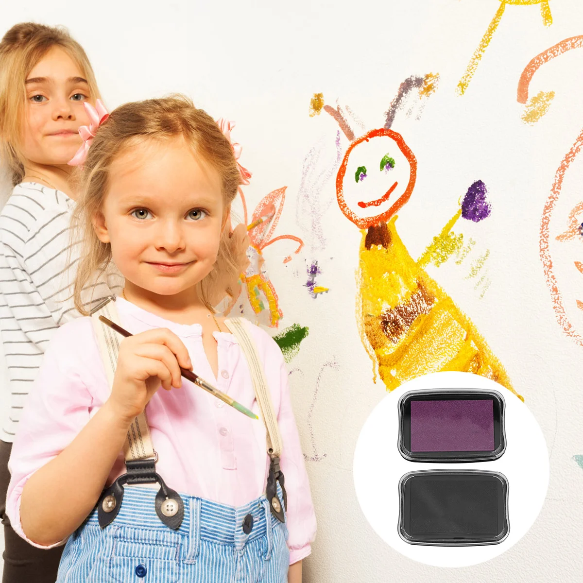 2 قطعة وسادة حبر ملونة طويلة الأمد متعددة الأسطح إصبع مختمة مثالية لصنع ختم الكتابة على الجدران الهدايا الحرفية لأنشطة الأطفال #6