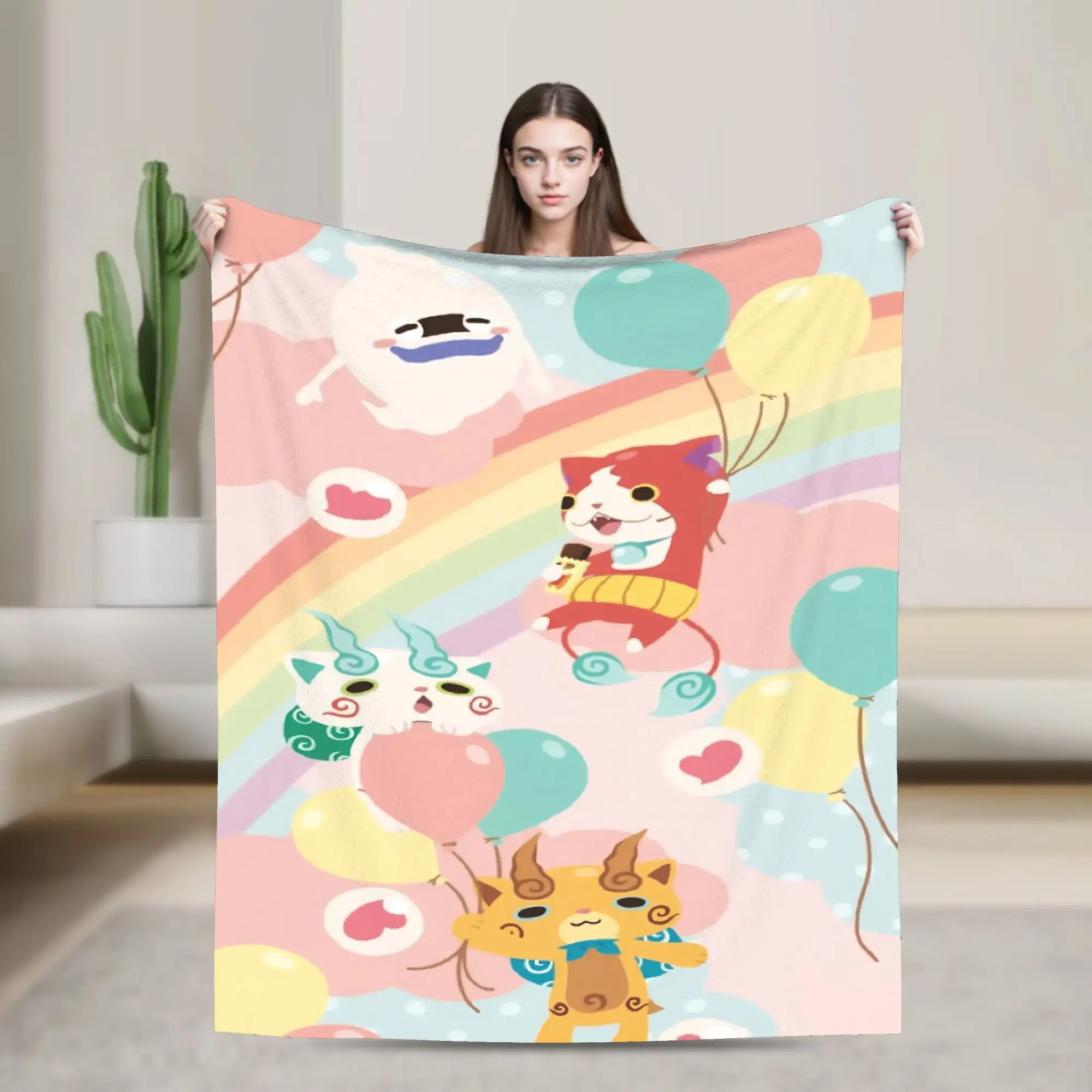 Yokai Watch Game Blanket Summer Air Conditioning Jibanyan Tomnyan Whisper Soft Throw Blanket for Sofa Couch Plush Thin Quilt