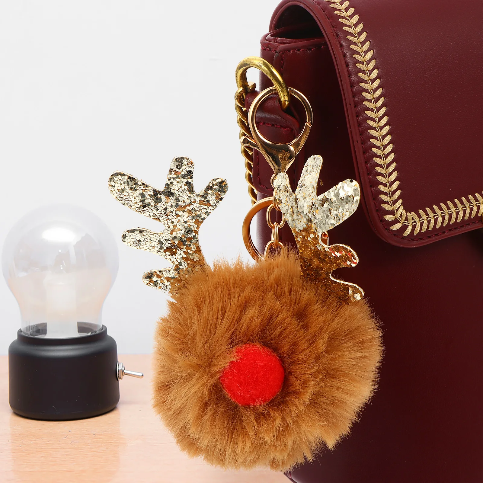 

6pcs Elk Keychain Pendant Bag Hanging Decor Car Key Ring Charm Animal Pendant Adorable Soft Decoration For Backpack Purse