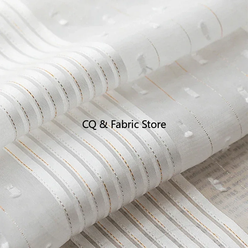 Soft Chiffon Gold And Silver Thread Striped Jacquard Fabric Striped Cut Flower Fabric For Wedding Dress Fashion Shirt