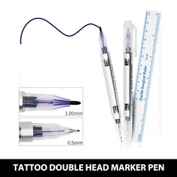 Double head White Surgical Eyebrow Tattoo Skin Marker Pen Tool Accessories Tattoo Marker Pen With Measuring Ruler Microblading