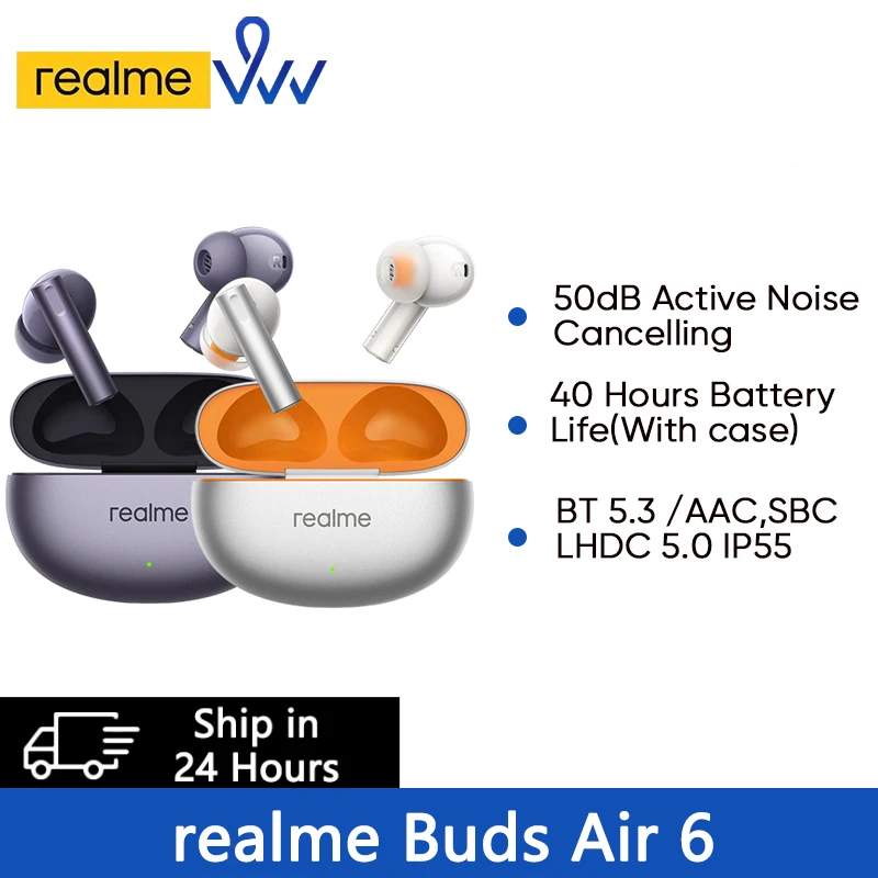 Новинка, наушники realme buds Air 6 TWS, Hi-Res LHDC 5,0, беспроводные наушники с активным шумоподавлением, Bluetooth 5,3, IP55