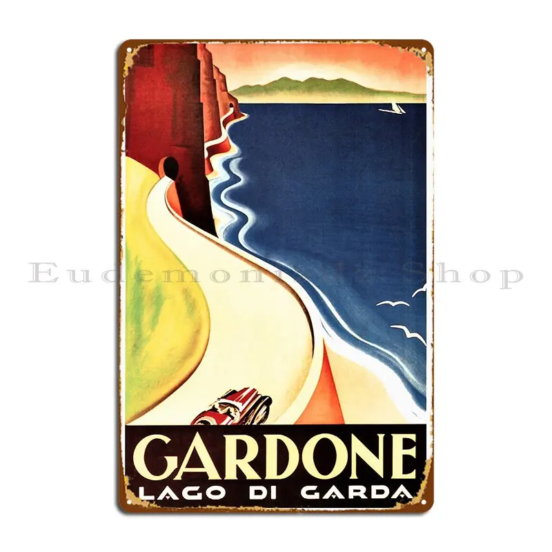 Gardone Riviera Italy Lago Di Garda Europe Vintage Travel Retroposters Metal Plaque Print Garage Create Club Tin Sign Poster