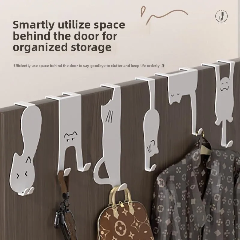

Wall Mounted Door Ba Hook Ra Iron Storage Organizer for Clothes Hats Keys Kitchen Cabinet Door No Drilling Required