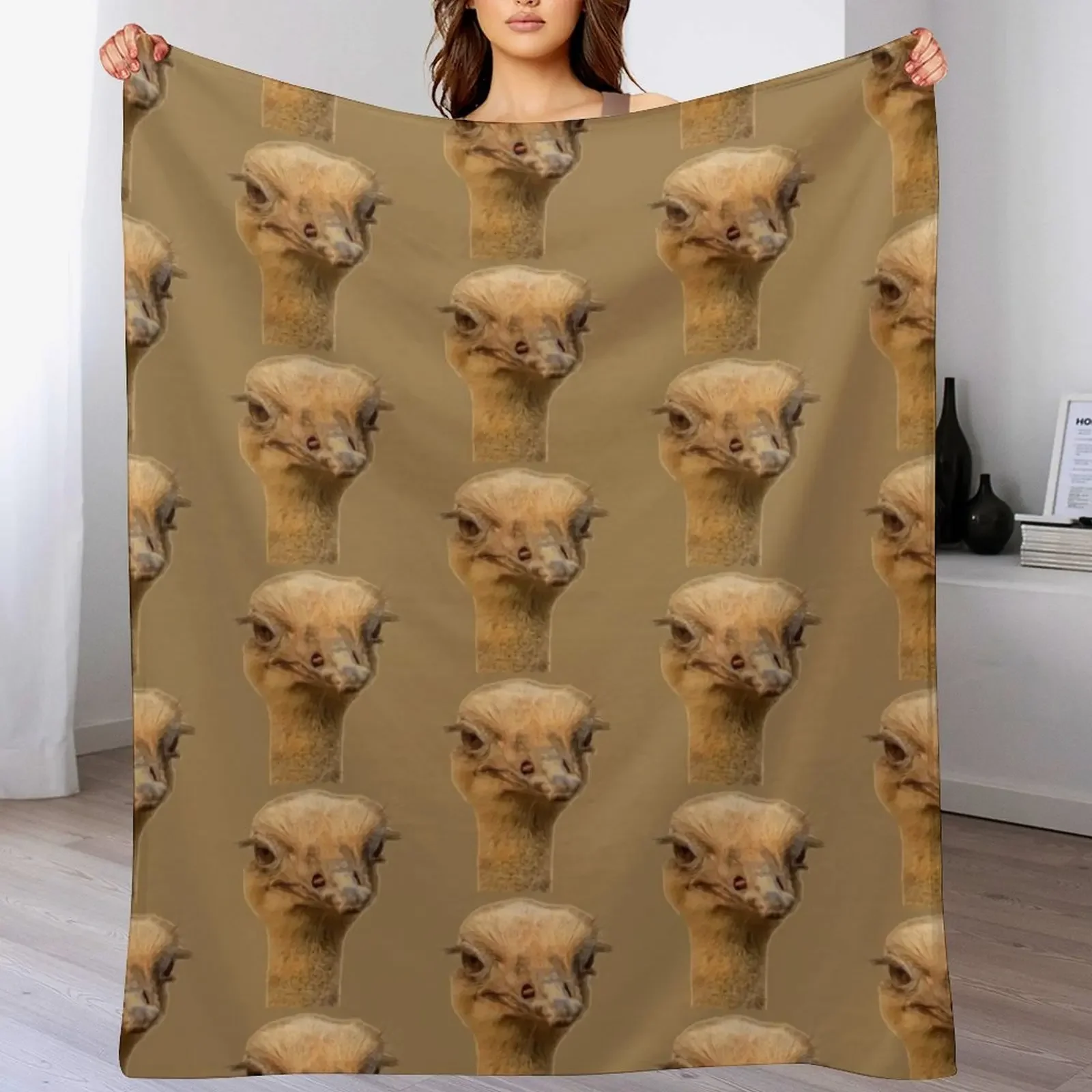 

Ostrich portrait Throw Blanket blankets ands Plush Moving Large Blankets