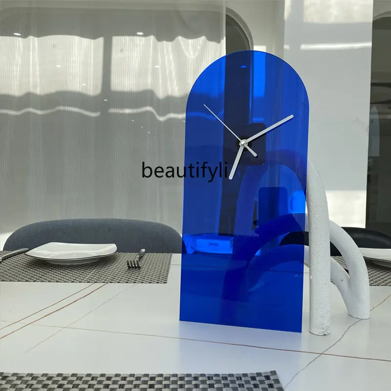 zq Creative Nordic Klein Blue Acrylic Clock Decorative Clock Modern Minimalist Living Room Bedroom Gift