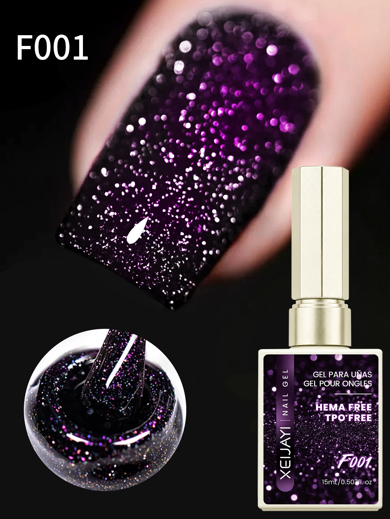 1 Stück 15 ml Diamant-Glitzer-Nagellack zum Einweichen, UV-LED, Salon-Nagellack, Nagelwerkzeug für Damen, modische und glamouröse Nagelkunst