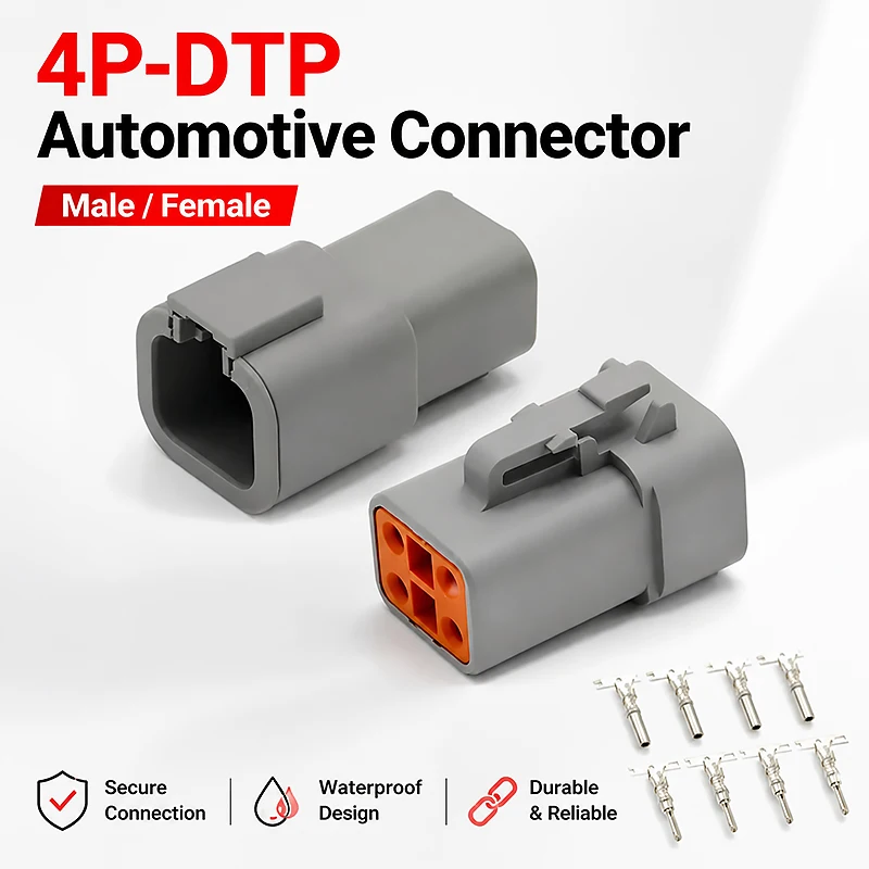 4 Pin  DTP04-4P DTP06-4S Deutsch DTP Connector - Gray Male Female Waterproof Electrical Auto Plug for Marine, Bus & Industrial