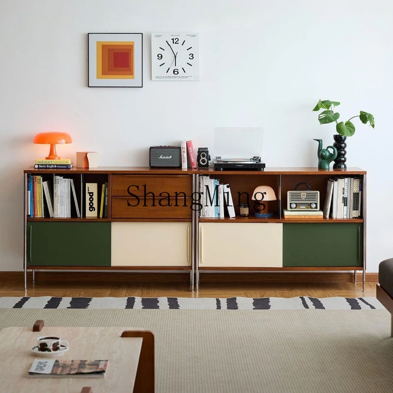 

ZYY Mid-Century Solid Wood Multifunctional Storage Cabinet Living and Dining Room Wall Retro Storage Cabinet