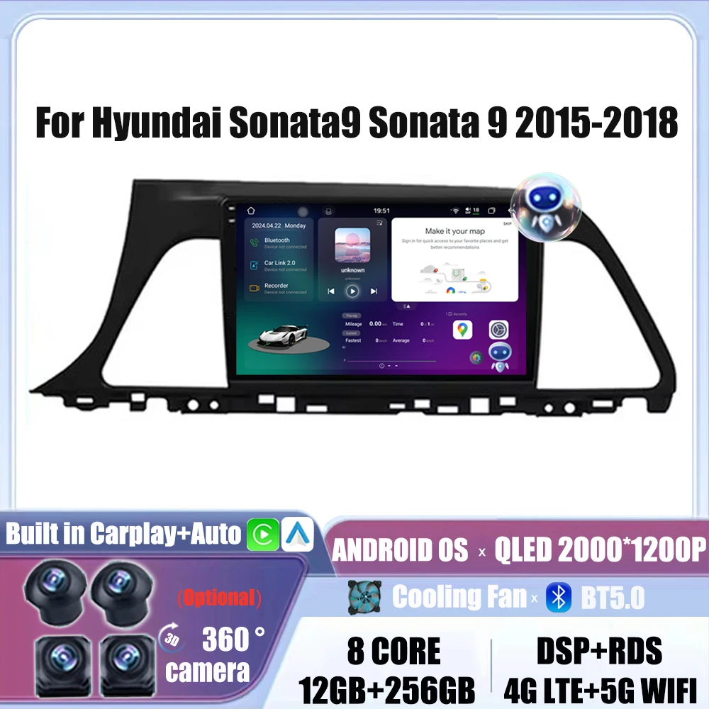 

Автомагнитола для Hyundai sonat9 Sonata 9 2015 2016 2017 2018 Android DSP GPS навигация мультимедийный видеоплеер 4G