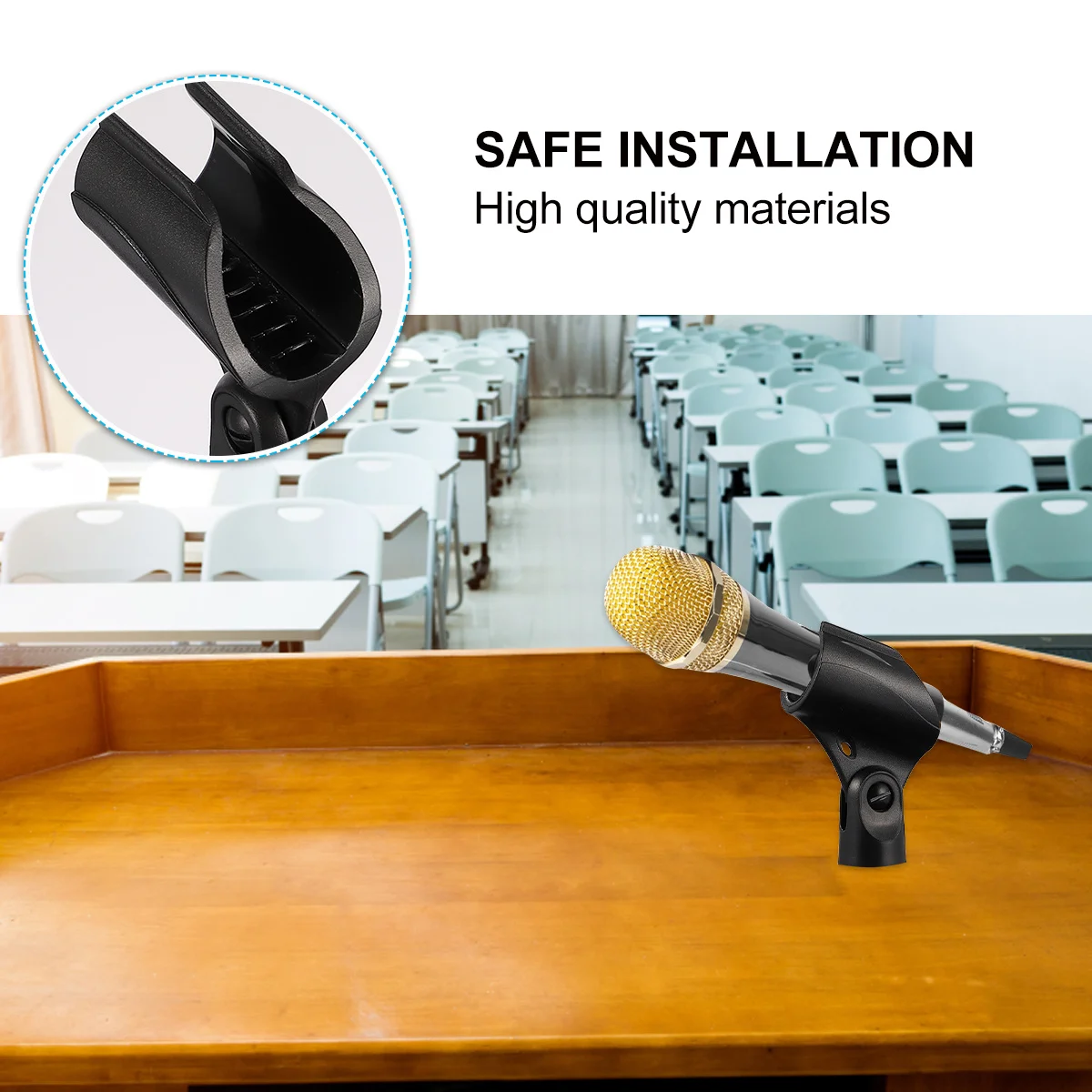 

5pcs Microphone Stand Clip Holder Black Plastic Mount For Indoor Outdoor Use Shockproof Mic Attachment Adapter Accessory