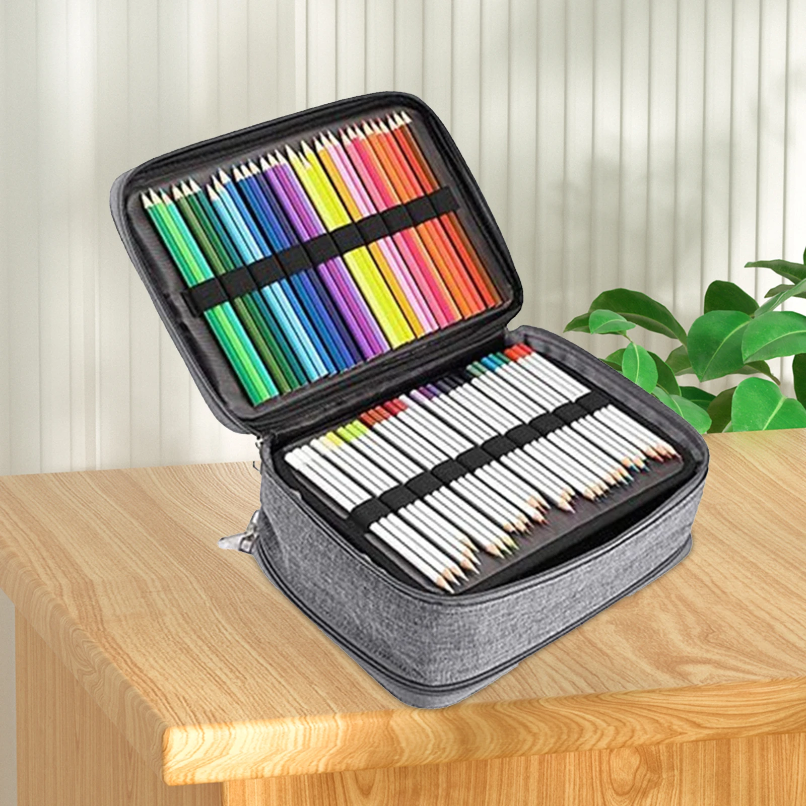 Porte-crayon de couleur avec fermeture éclair pour garçons et filles, porte-documents, grand rangement, poudres, fournitures d'art, marqueur, 300 emplacements