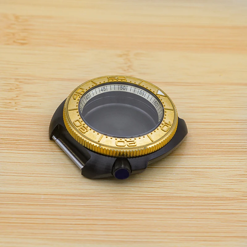 Black Case Gold Bezel NH35 NH36 4R36 7S26 Movement Case Fits Seiko Turtle Abalone 6105 Case Man Watch Repair replace Parts