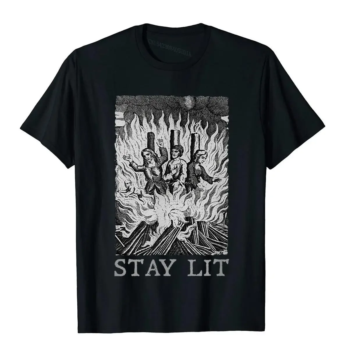 Stay Lit Witches Funny Pagan Occult T-Shirt Cute Birthday Tops Tees Cotton Top T-Shirts For Men Cosie Christmas Clothing summer