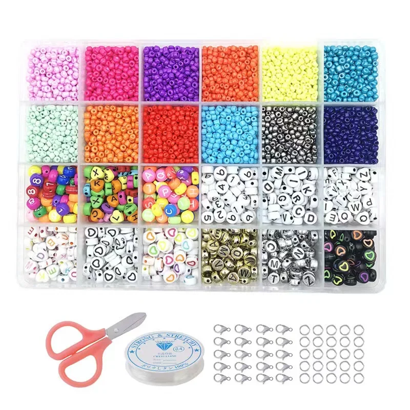 Perles de verre laquées de 3mm, 24 grilles, matériel perlé fait à la main, Bracelets, colliers, boucles d'oreilles, Kit de fabrication de bijoux pour Halloween