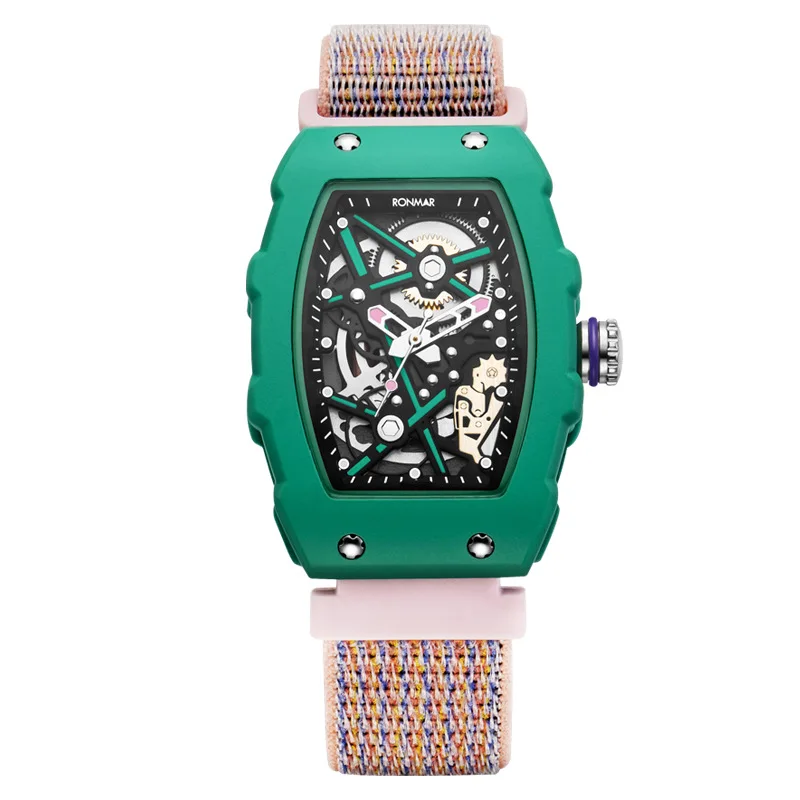 RONMAR barrel shaped mechanical design fashionable and versatile women's quartz watch Velcro strap RM-QB01