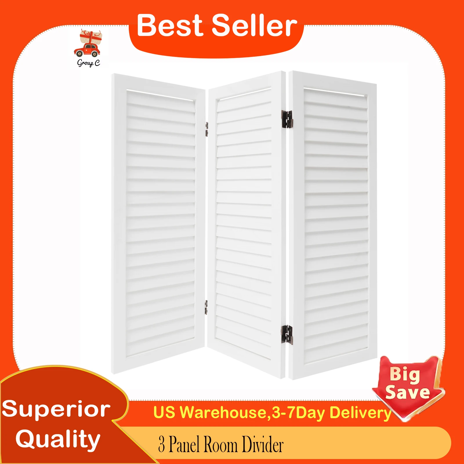 

3 Panel Room Divider, Short White Folding Privacy Screen, Freestanding Partition Wall for Home Office Bedroom Decor