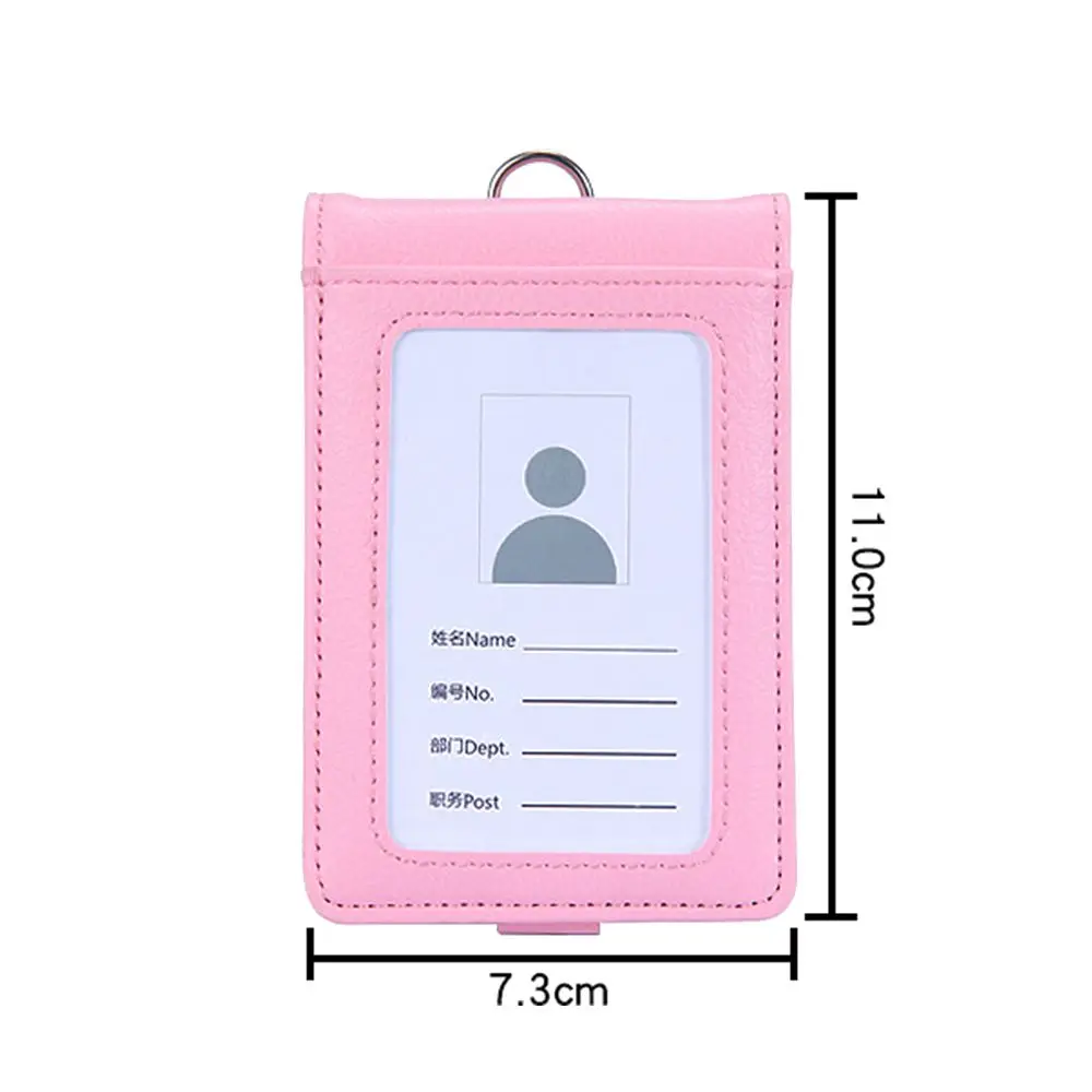 PU Leather Multifunctional Name Badge Holder Work Card Holders With Lanyard Bank Credit Card