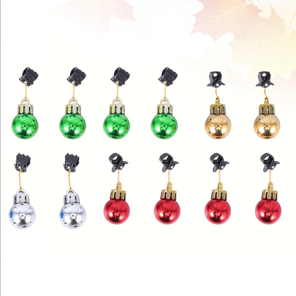 

12Pcs Christmas Ball Beard Clip Ornament Bright Hanging Christmas Pendant for Holiday Wedding Birthday Decor Beard Clip Pendant