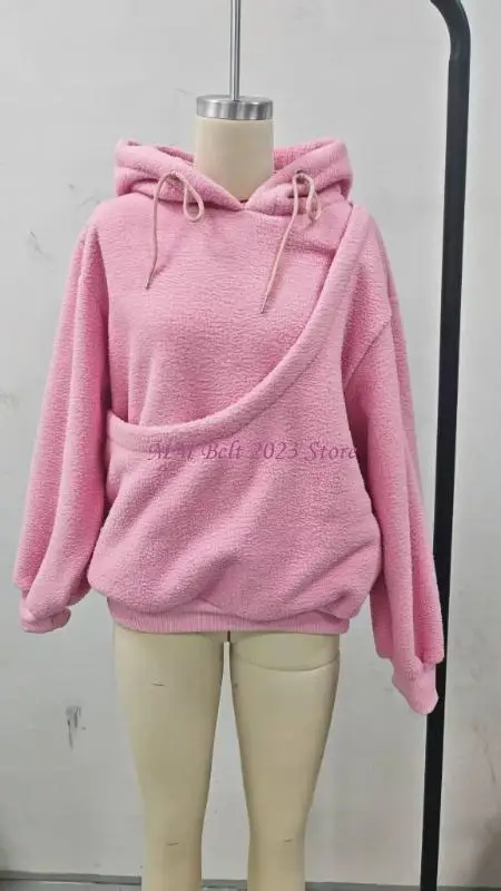 49ME المرأة هوديي الصوف هوديي (مع جيب القط) القط والكلب طويل الأكمام البلوز #4