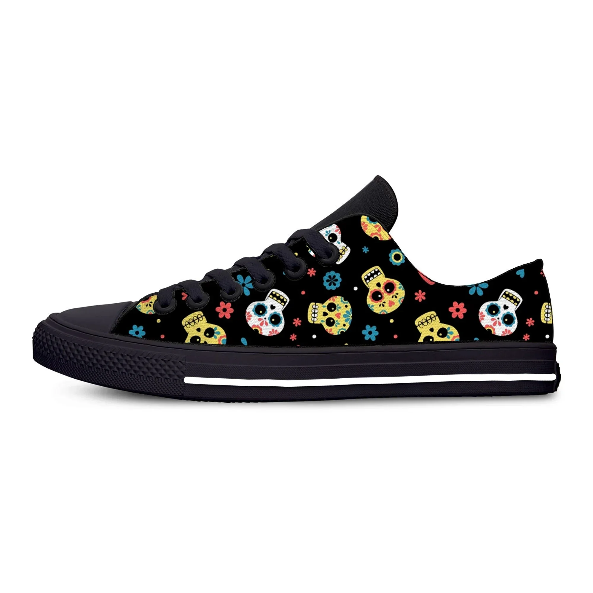 Hot Cool Summer Mexican Sugar Skull Dead Novelty Design Classic Canvas Shoes Men Women Casual Sneakers Low Top Board Shoes - view 2