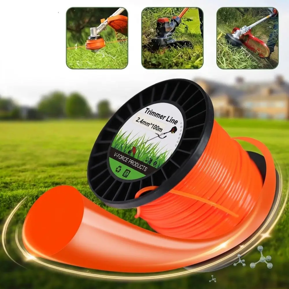 2.4mm Nylon Trimmer Line 100M High Tensile Brush Cutter Rope Round Line Wear Resistant Mower Head Accessory For Brush Cutter