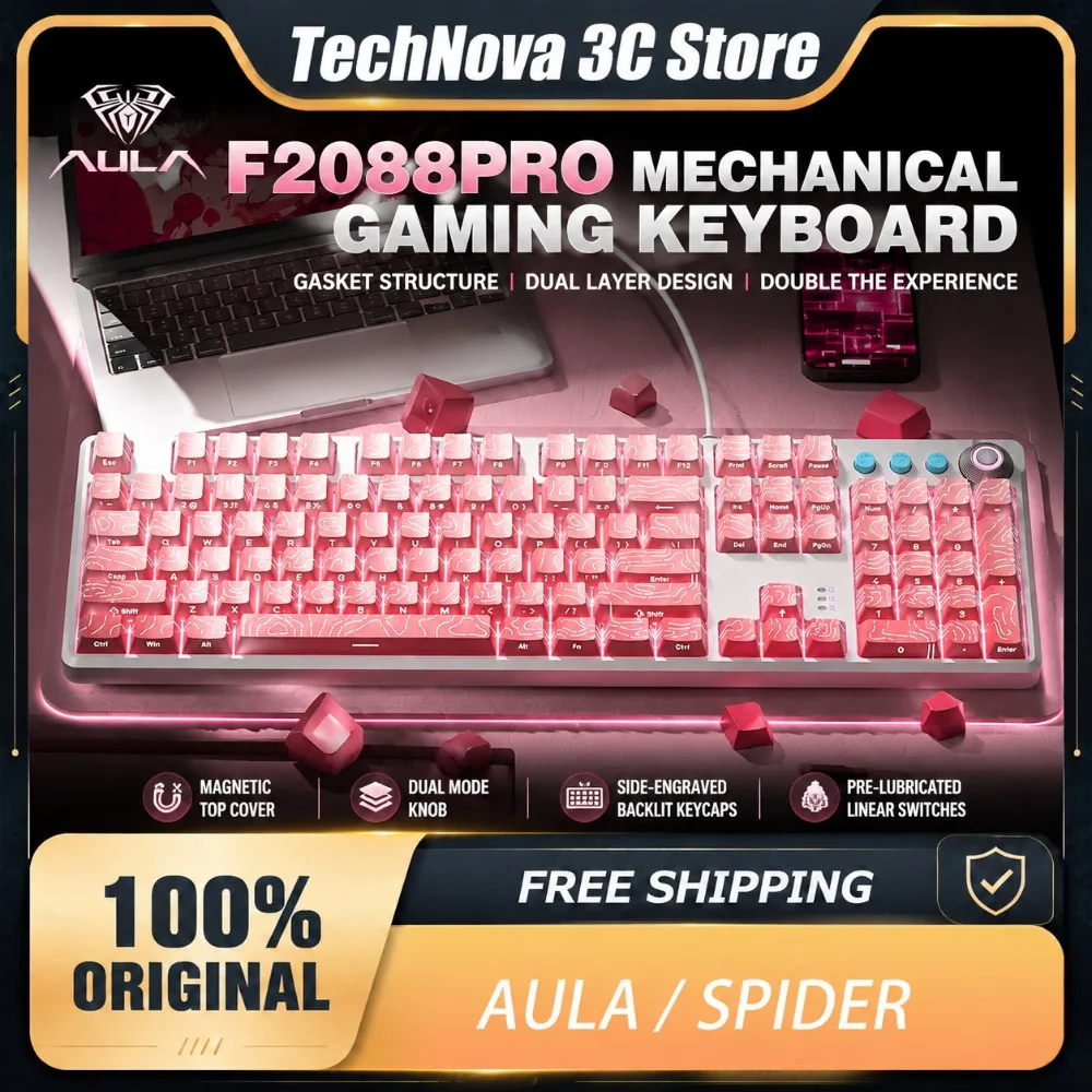 AULA F2088 Pro Mechanical Keyboard and Mouse Combo Wired Blue Switch RGB Gaming Keyboard 108 Keys for PC Laptop Office Gaming