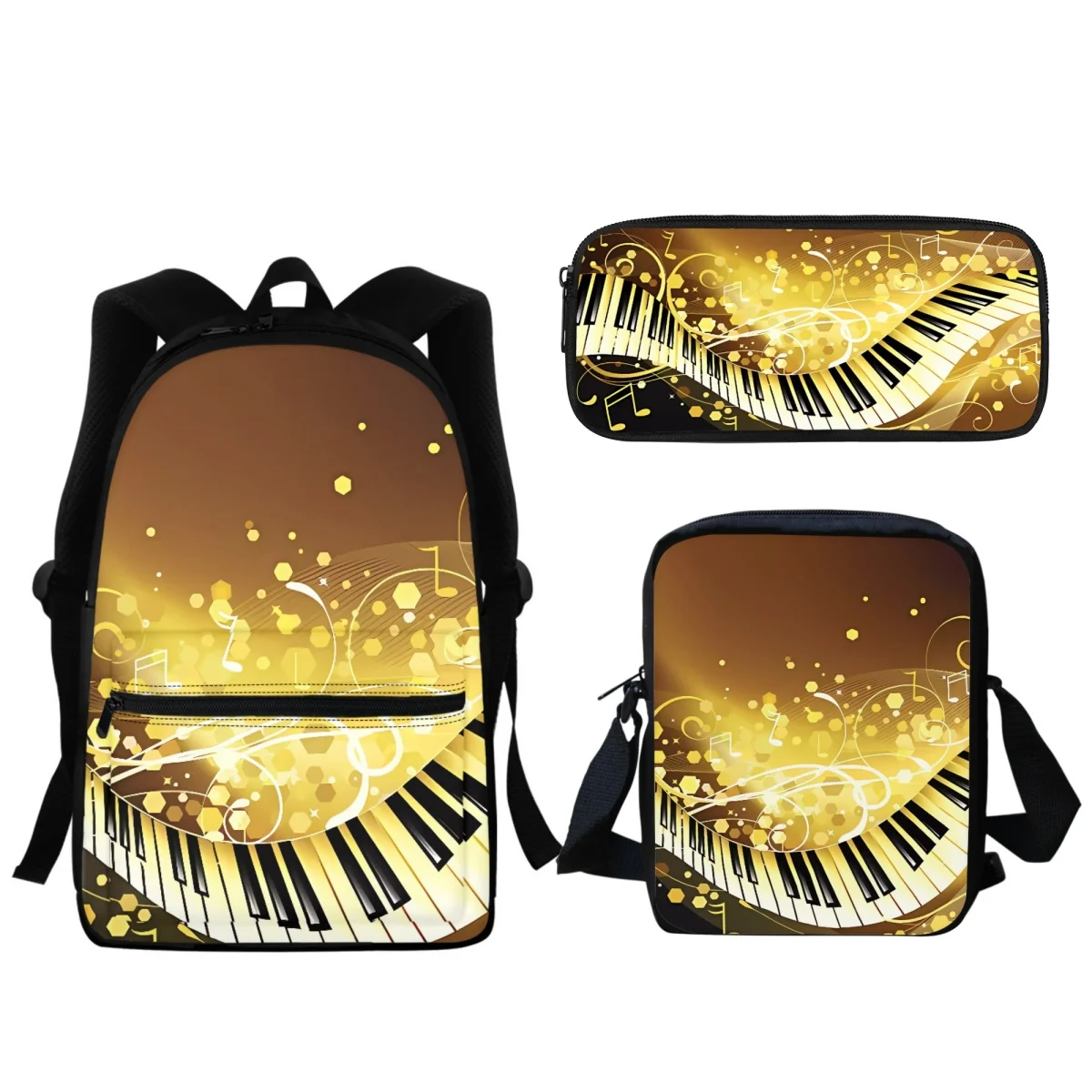 Mochilas de diseño de notas de Piano de lujo para estudiantes de primaria, bolsa de libros Infantil con cremallera, arte musical para niños y niñas, Bolsa Escolar para lápices