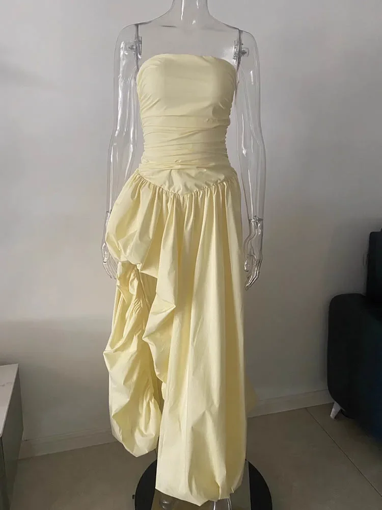 

2025 New Off-shoulder Strapless Sexy Maxi Dress Women Gown Sleeveless Backless Thigh High Split Club Party Long Dresses