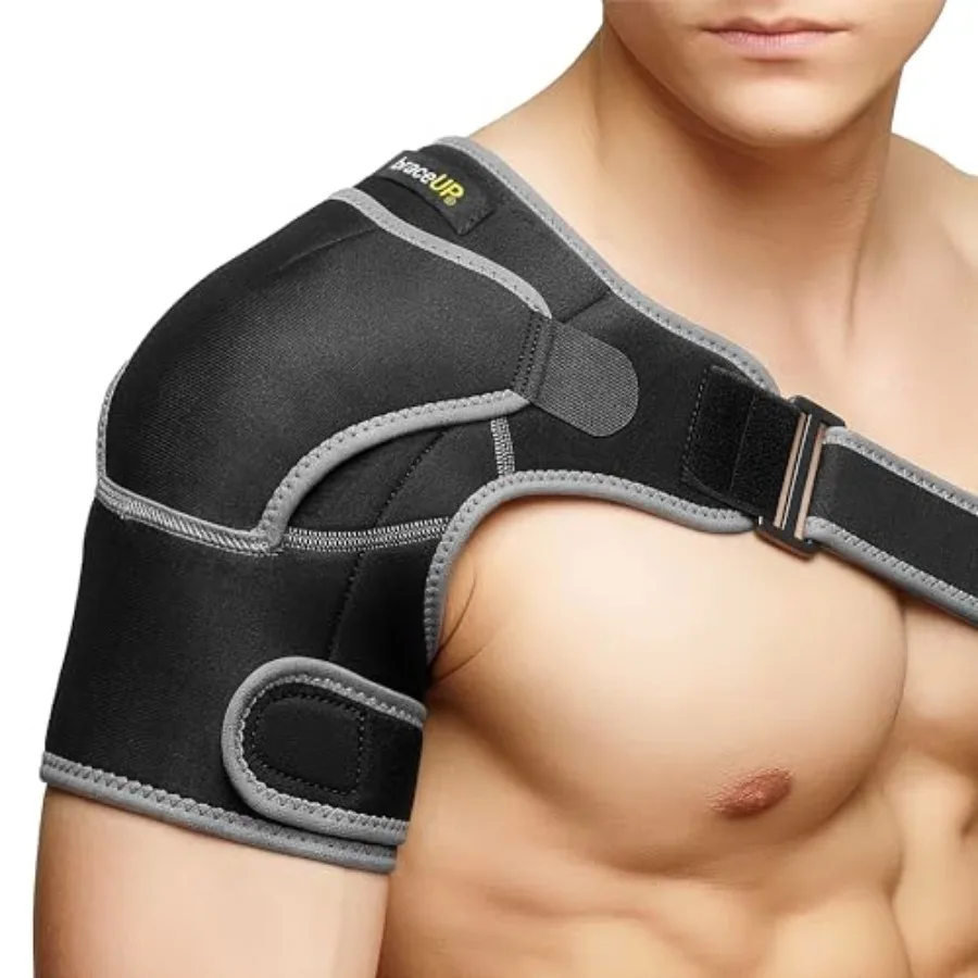 

Shoulder Brace with Adjustable Support and Ice Pad Pocket for Pain Relief, Rotator Cuff Recovery, and Injury Prevention - Ideal