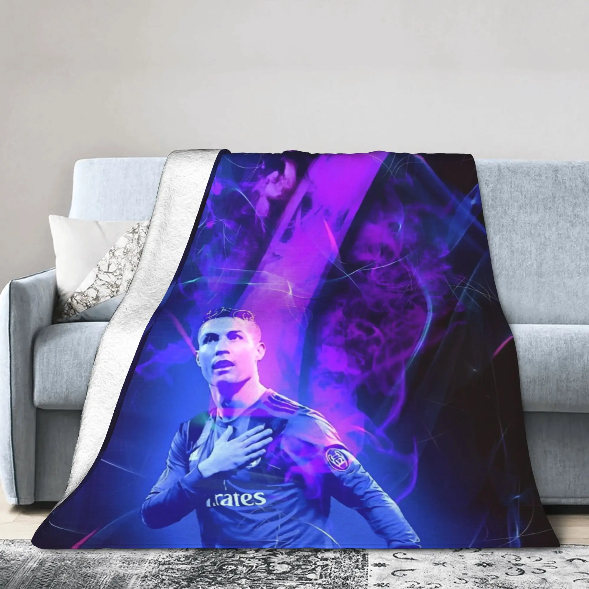 Football Legend CR7 Blanket Cover Velvet Super Warm Throw Blankets for Airplane Travel Bedroom Quilt